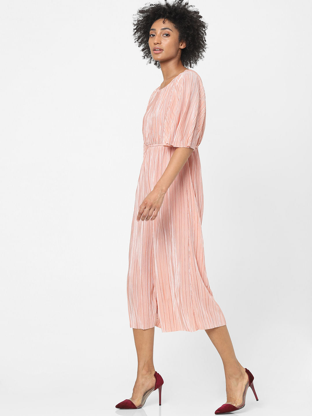 Pink Pleated Jumpsuit