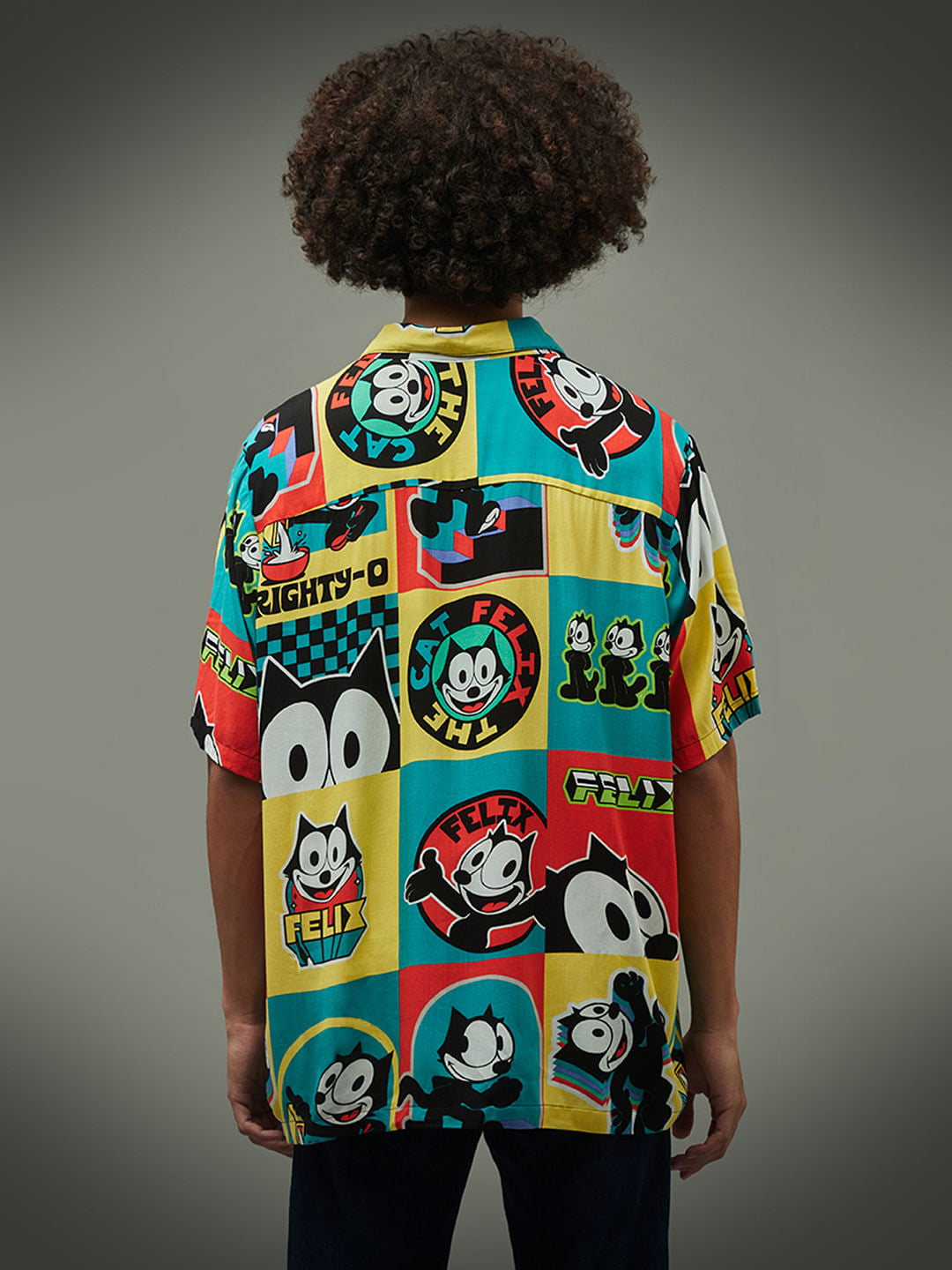 Only X Felix The Cat Black Colourblocked Unisex Shirt