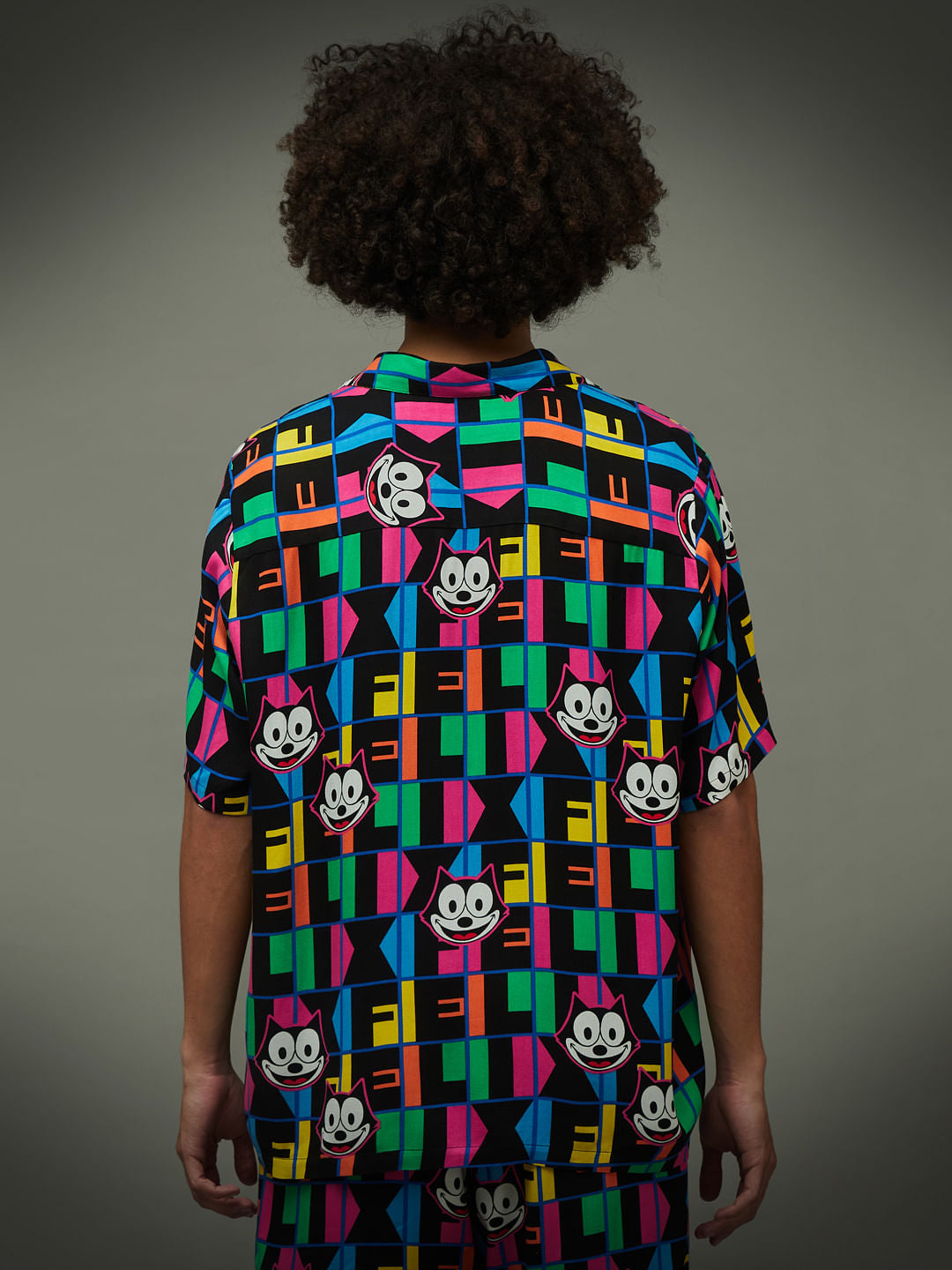 Only X Felix The Cat Black Printed Unisex Co-Ord Shirt