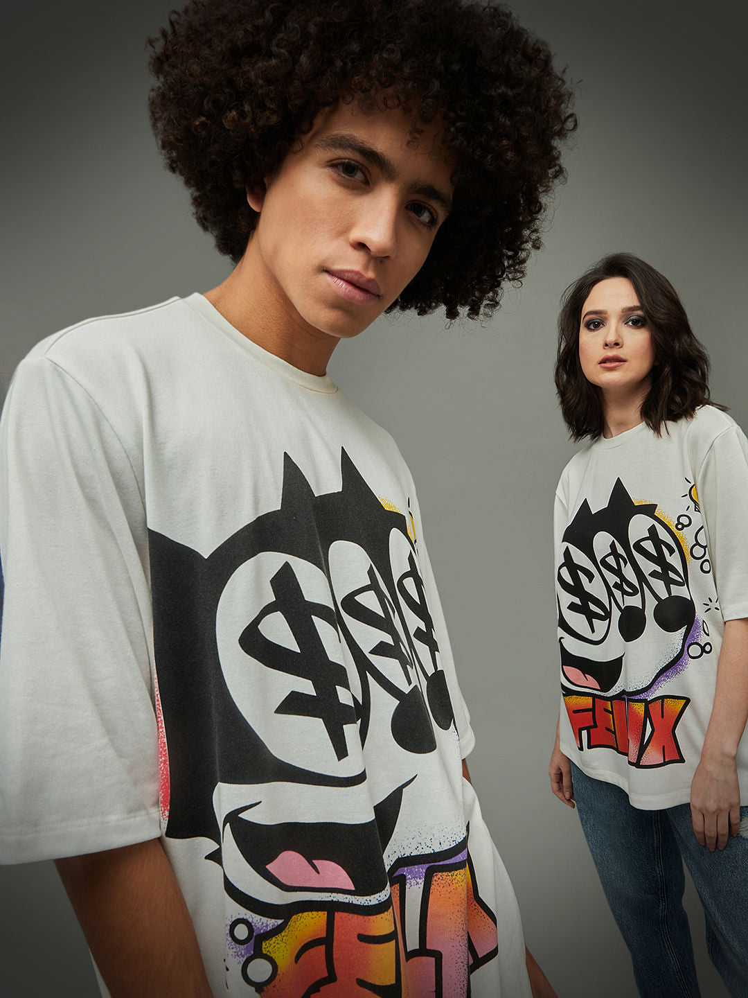 Only X Felix The Cat White Graphic Print Unisex T-Shirt