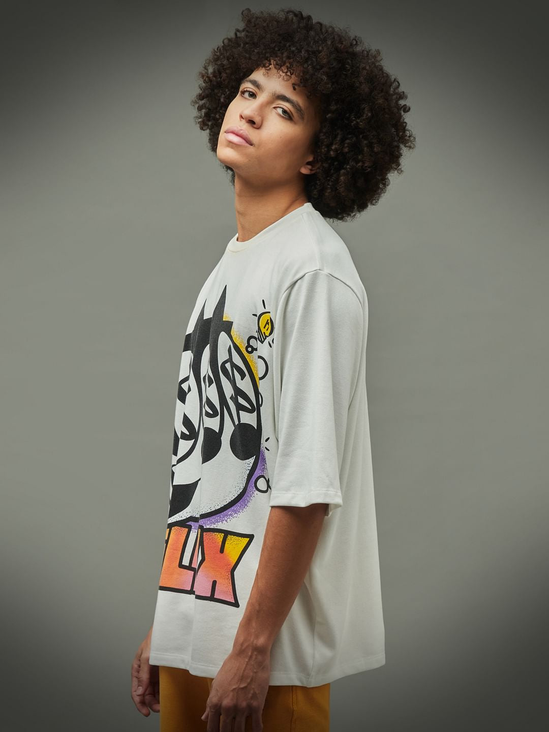 Only X Felix The Cat White Graphic Print Unisex T-Shirt