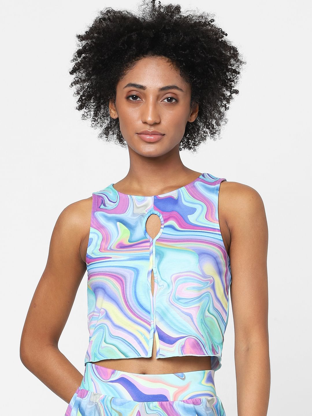Blue Marble Print Co-Ord Top