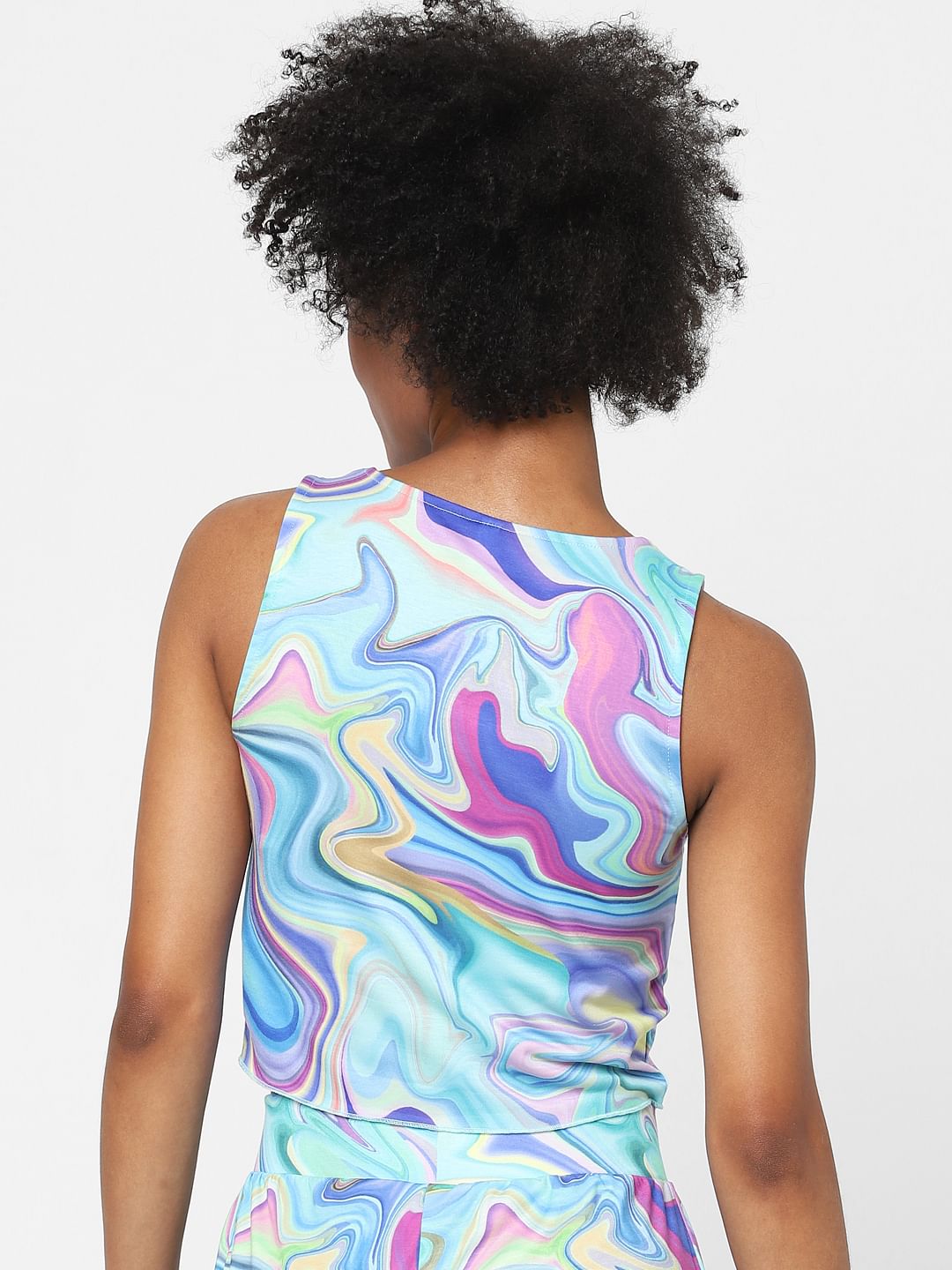 Blue Marble Print Co-Ord Top