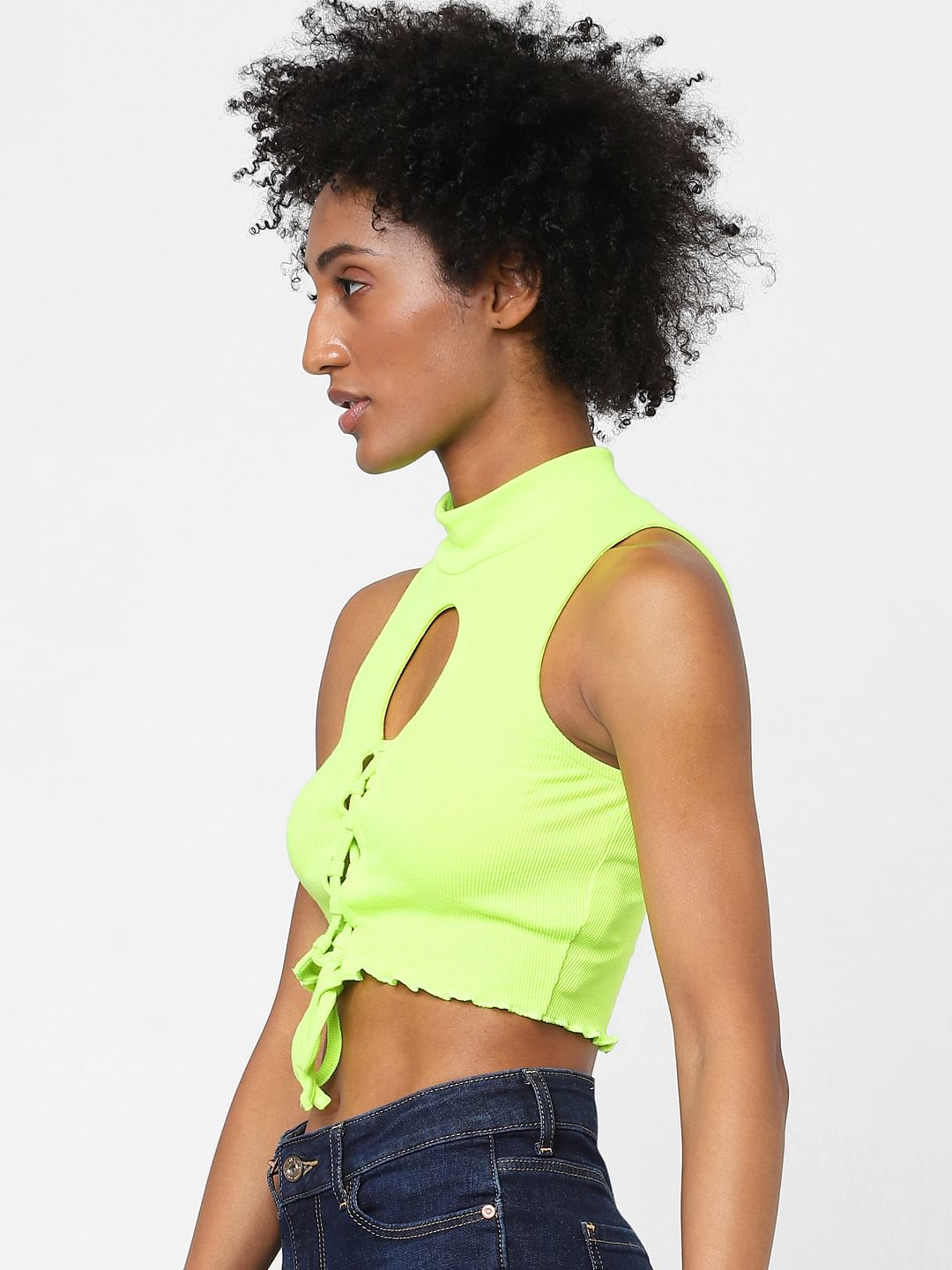 Yellow Cut Out Crop Top
