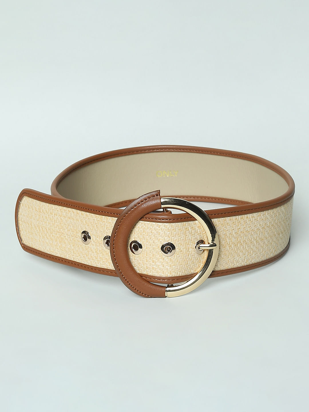 Beige Straw Waist Belt