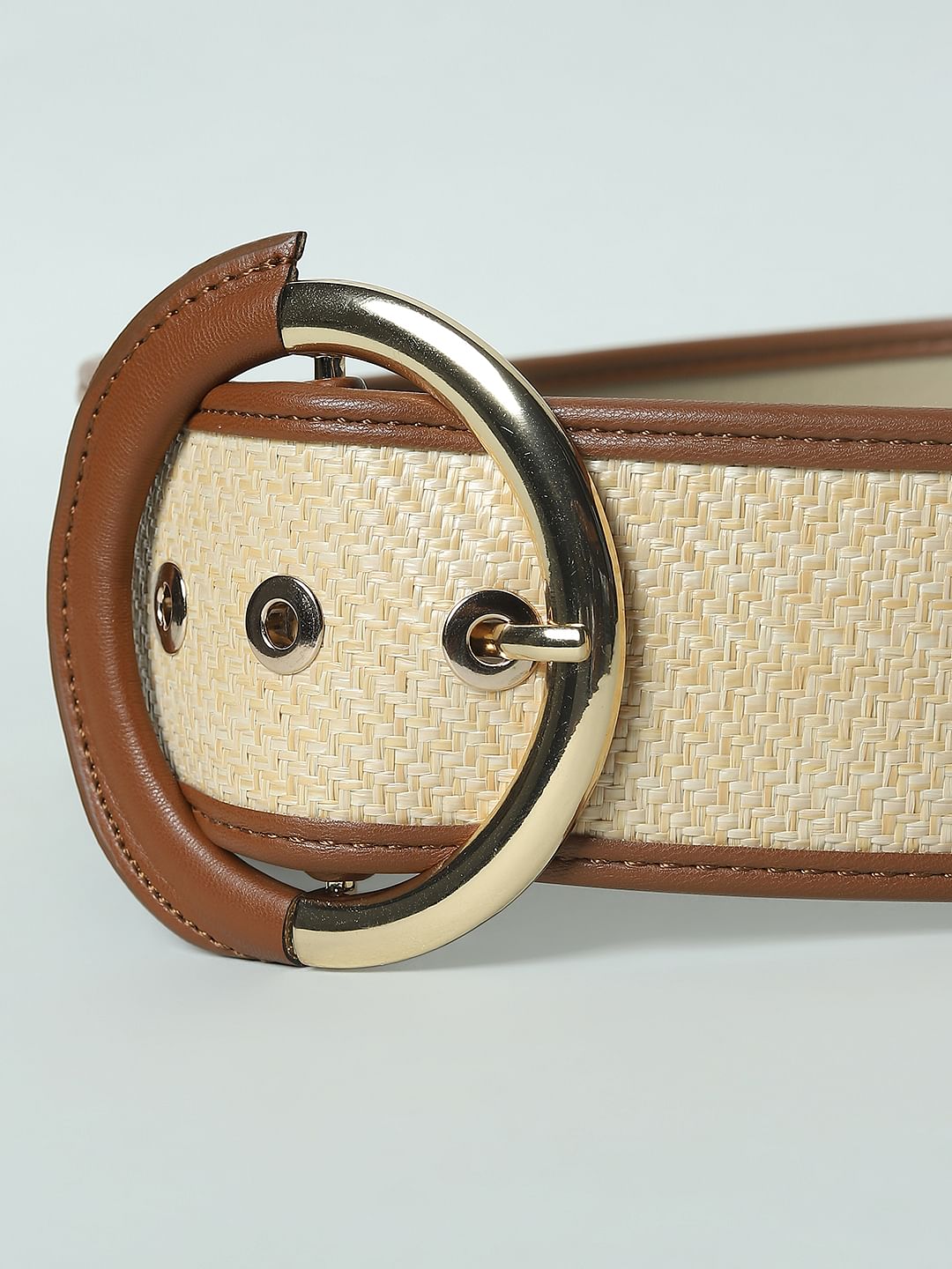 Beige Straw Waist Belt