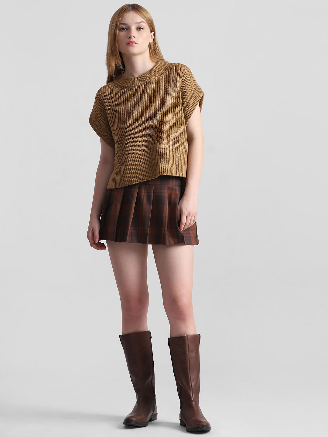 Brown Batwing Sleeves Pullover