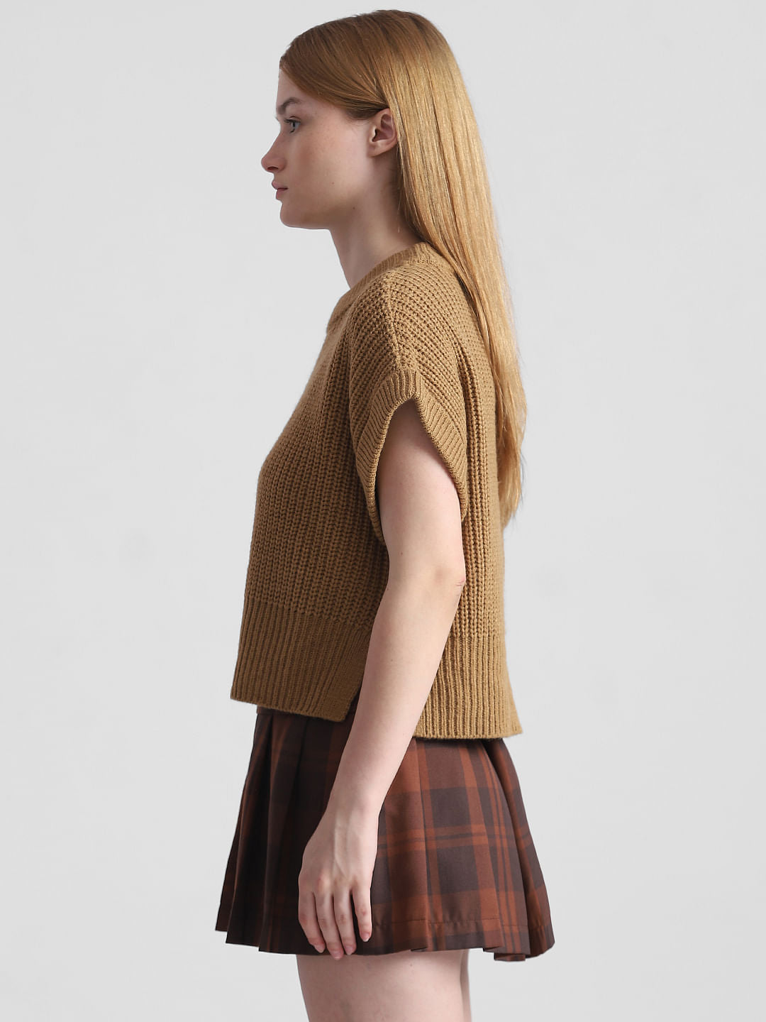Brown Batwing Sleeves Pullover