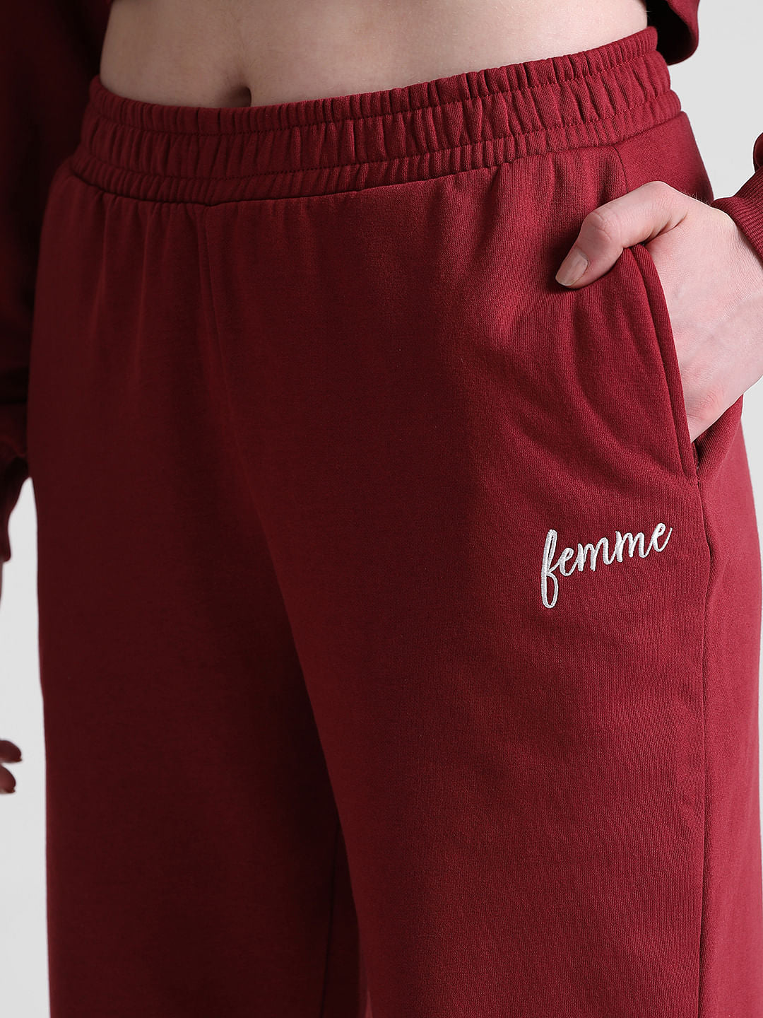 Maroon Mid Rise Joggers