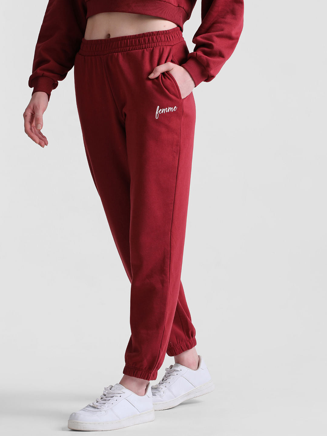 Maroon Mid Rise Joggers