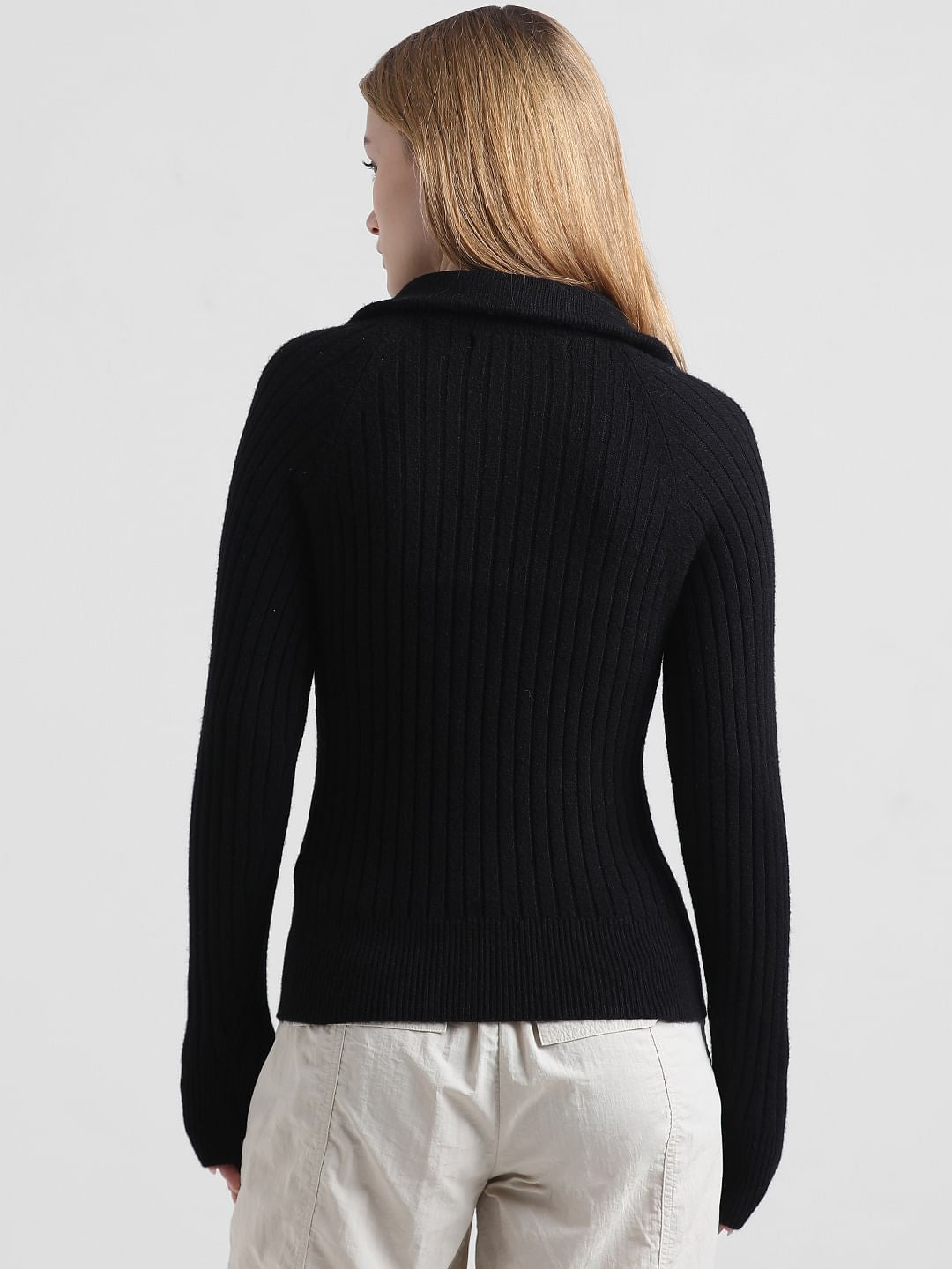 Black Zip-Up Neck Pullover