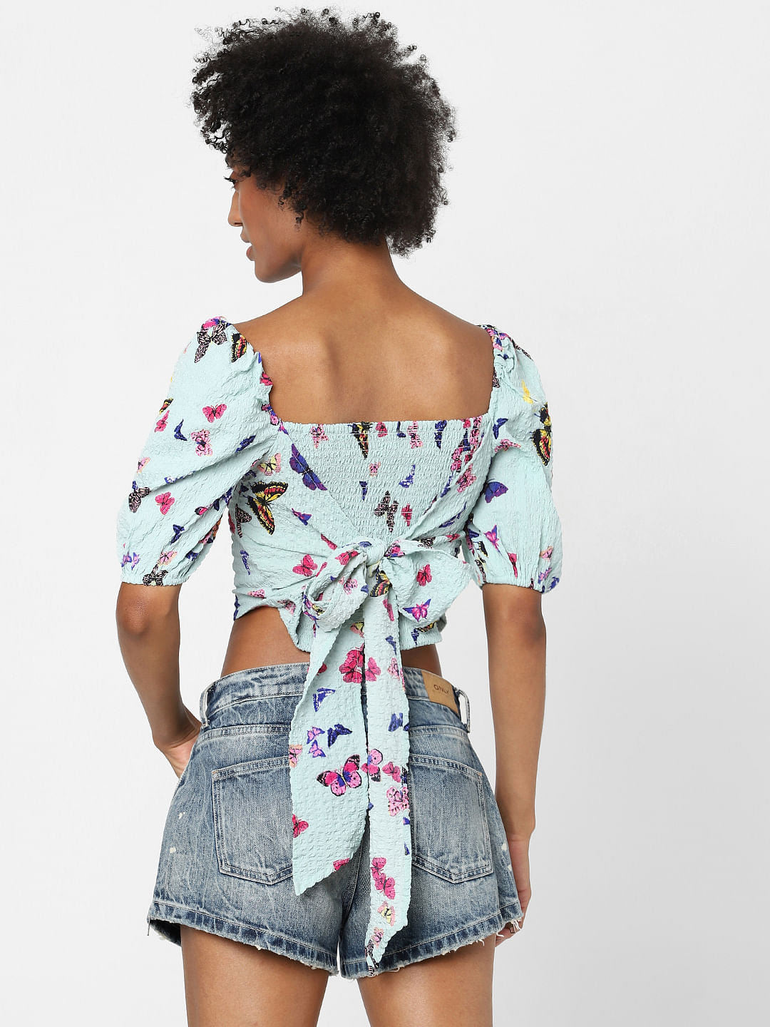 Green Printed Smocked Top