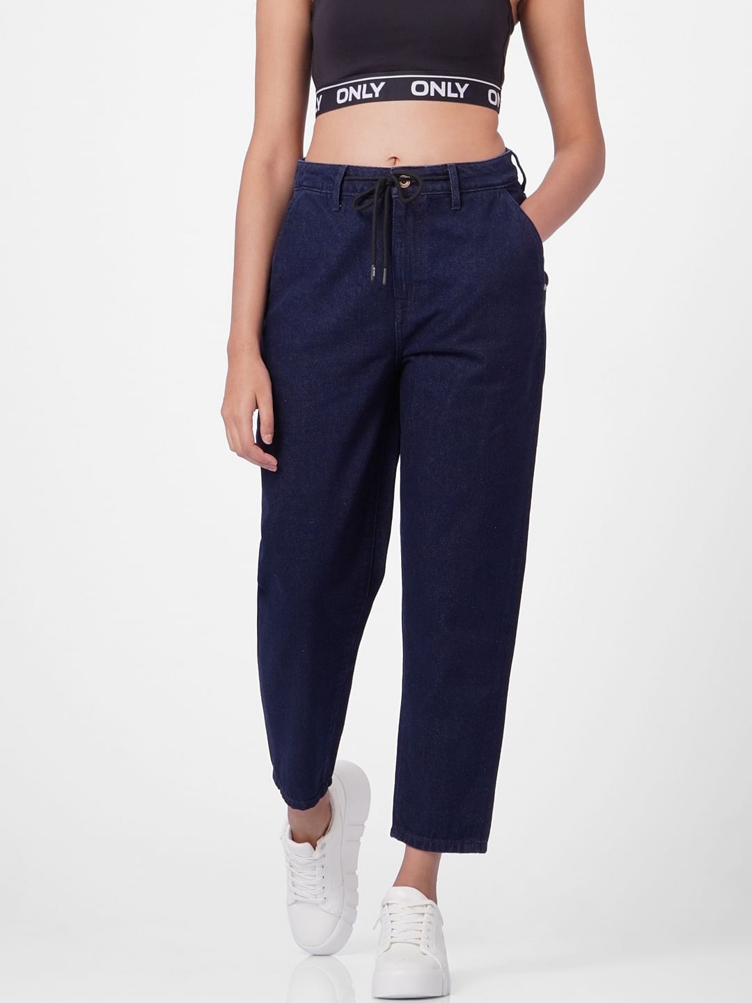 Blue High Rise Mom Jeans