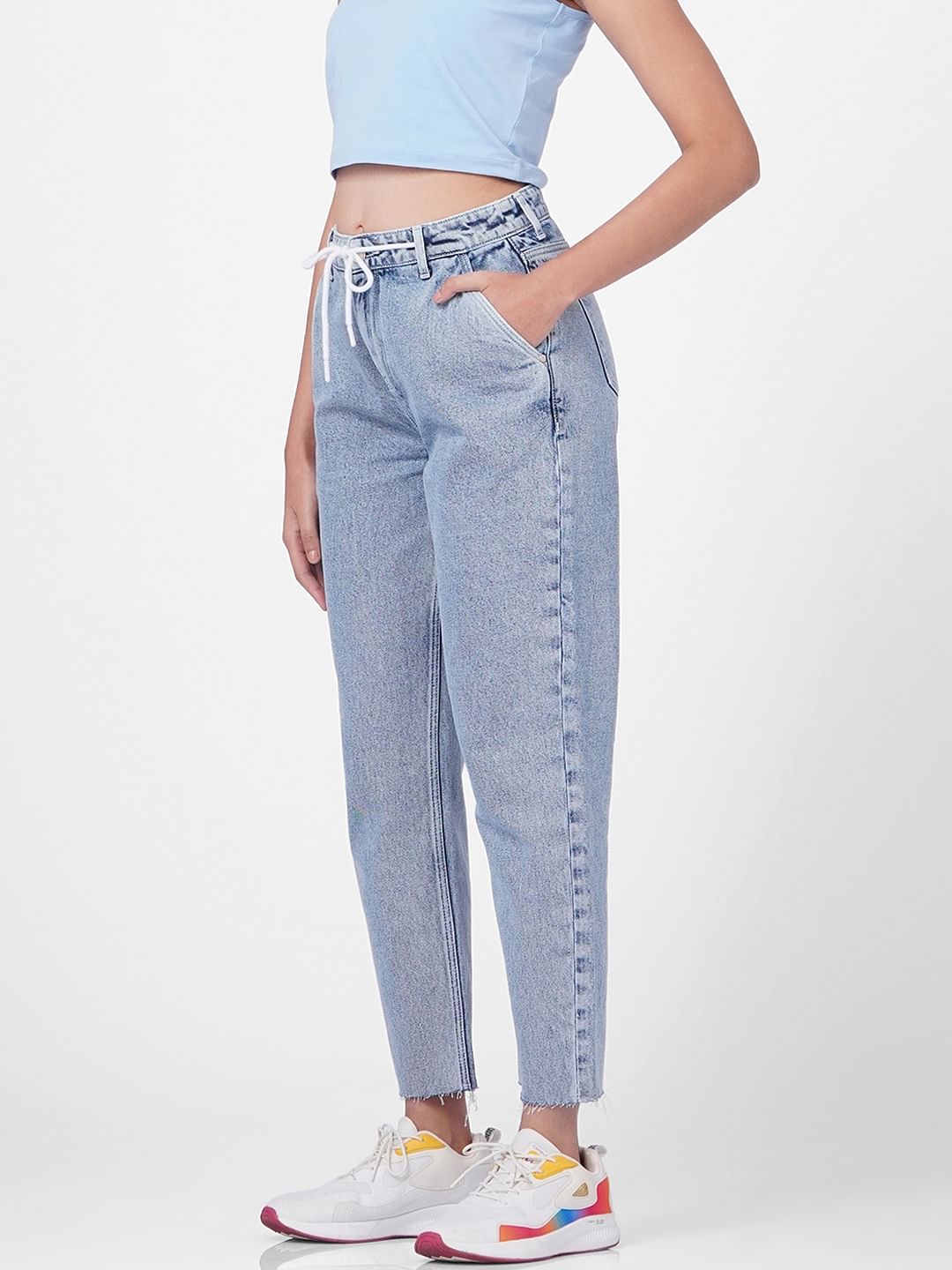 Blue Mid Rise Baggy Jeans
