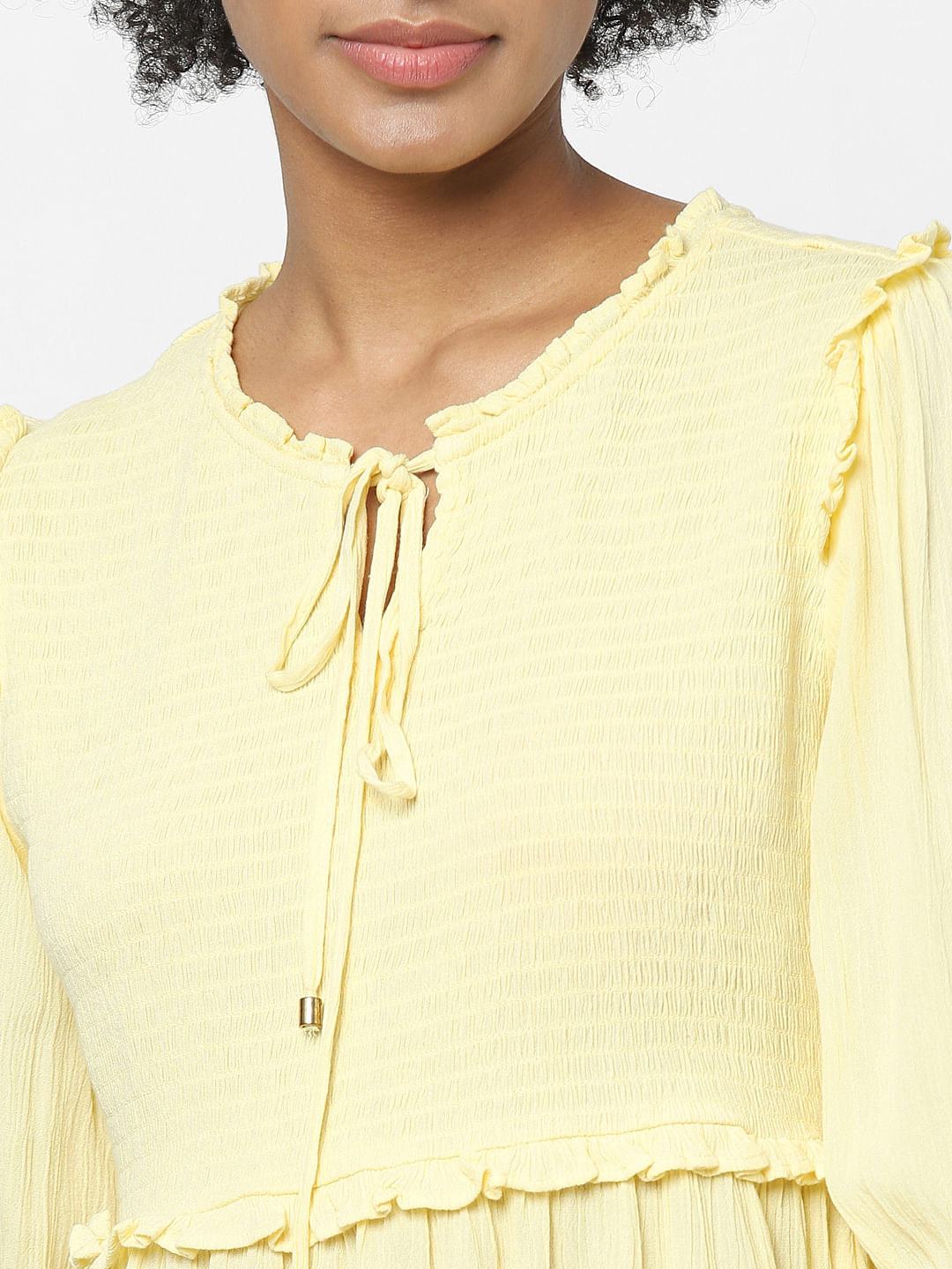 Yellow Peplum Smocked Top