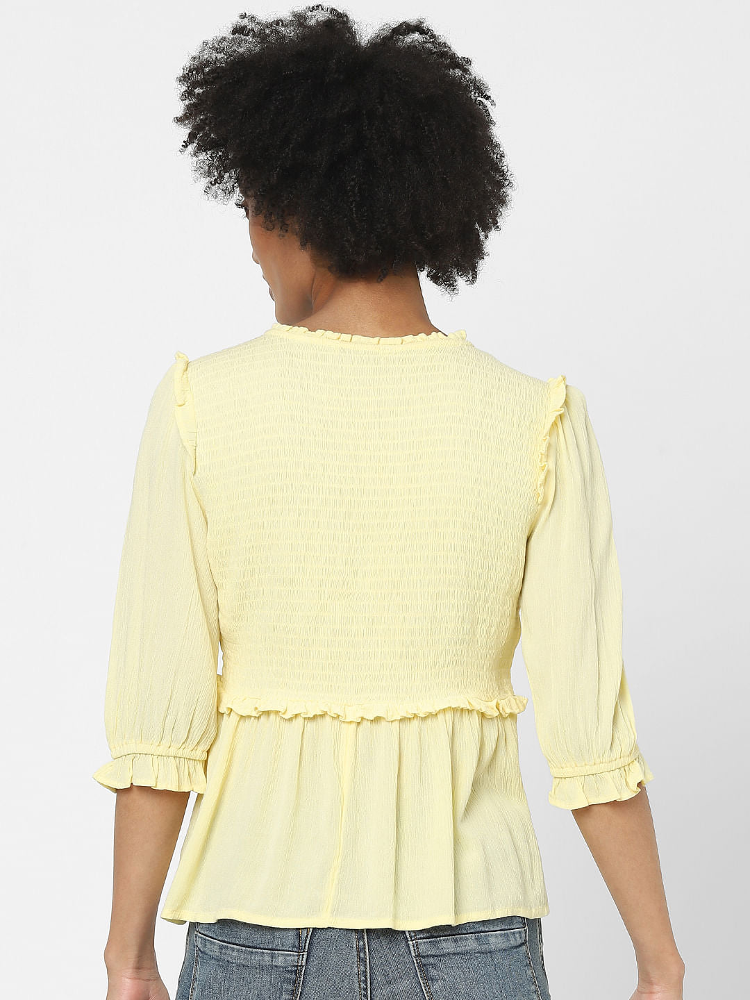Yellow Peplum Smocked Top