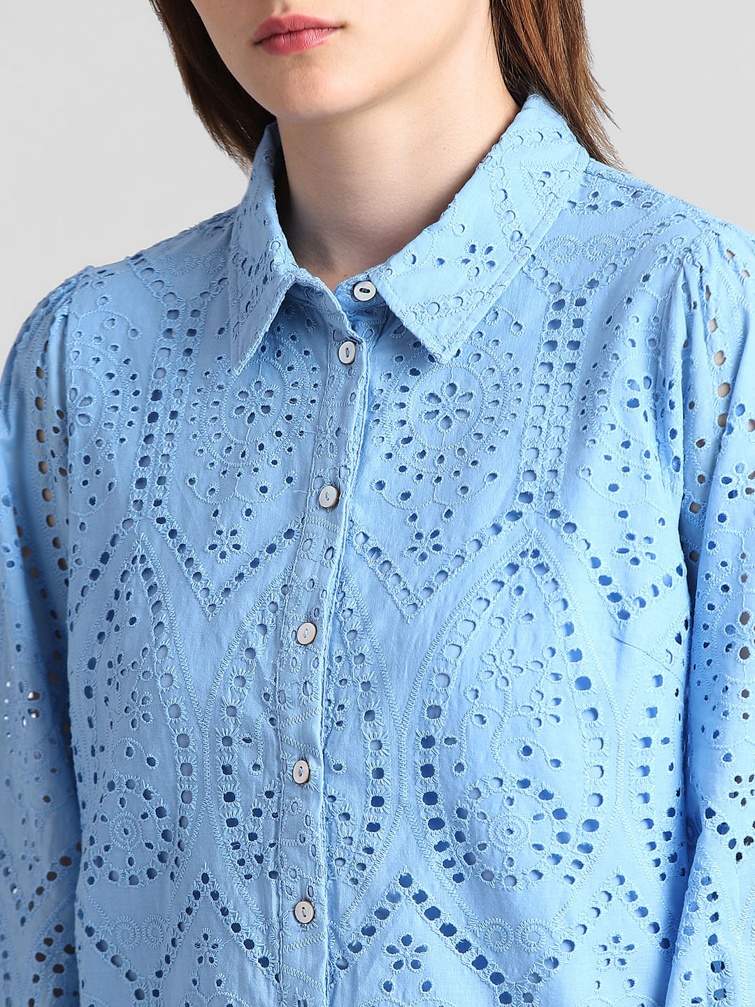 Light Blue Schiffli Shirt