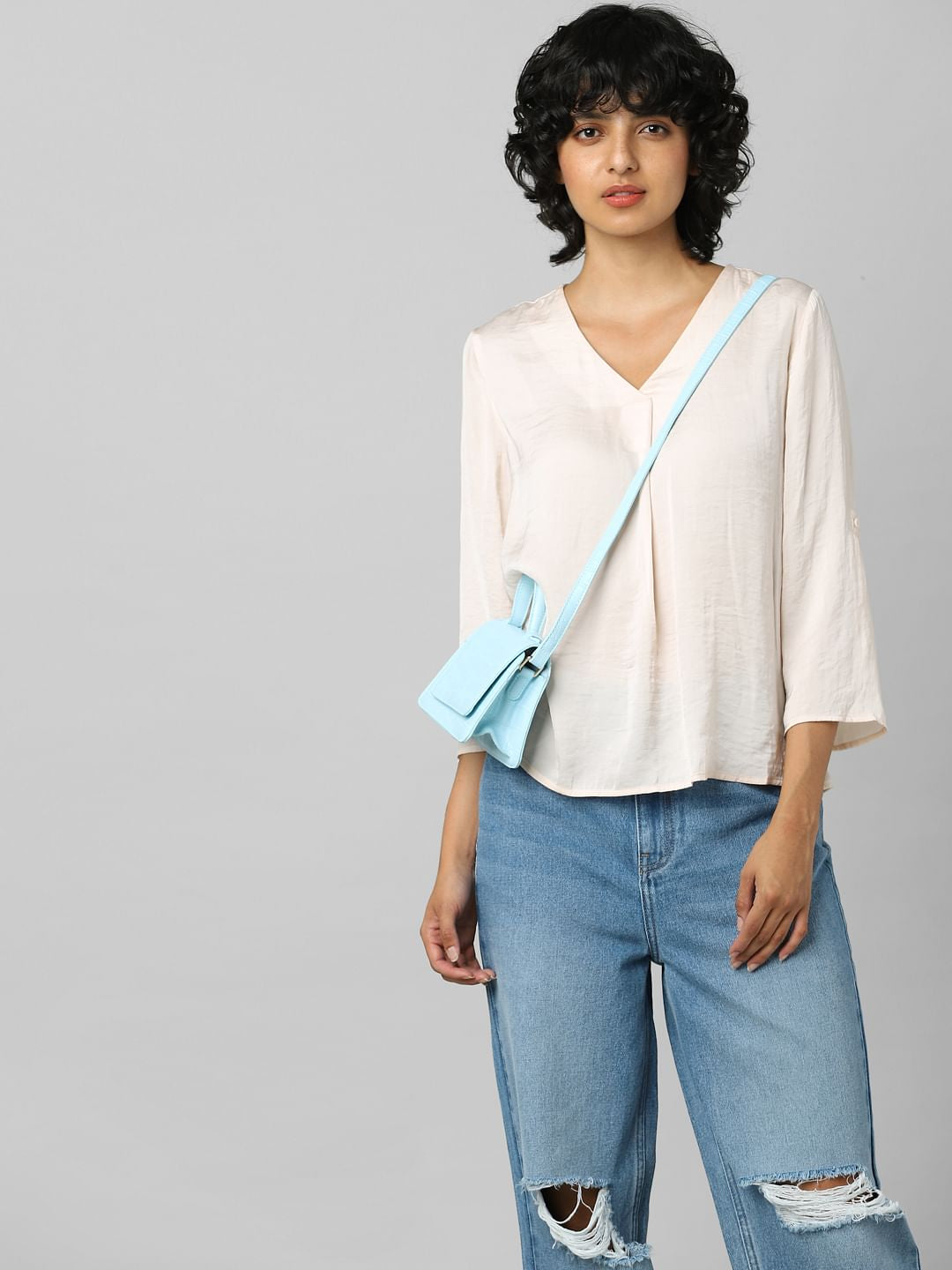 Pink Textured Satin Top