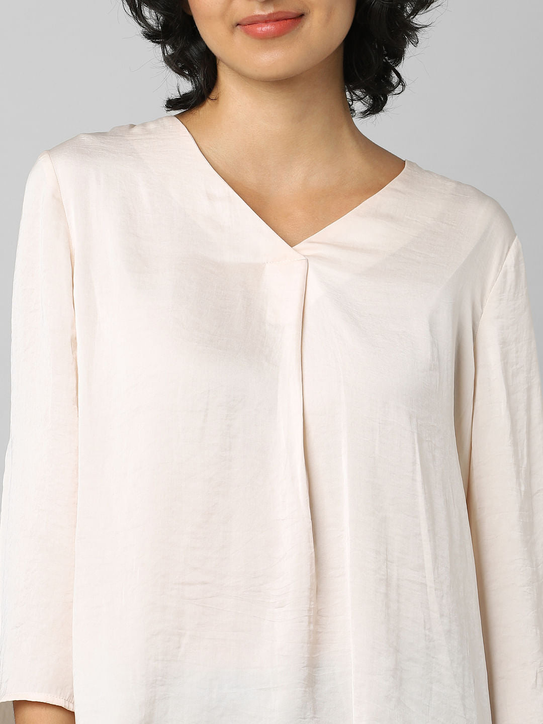 Pink Textured Satin Top