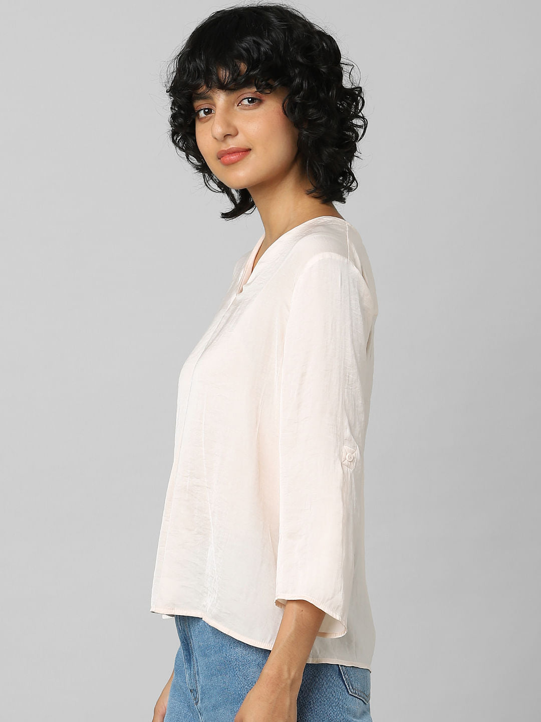 Pink Textured Satin Top