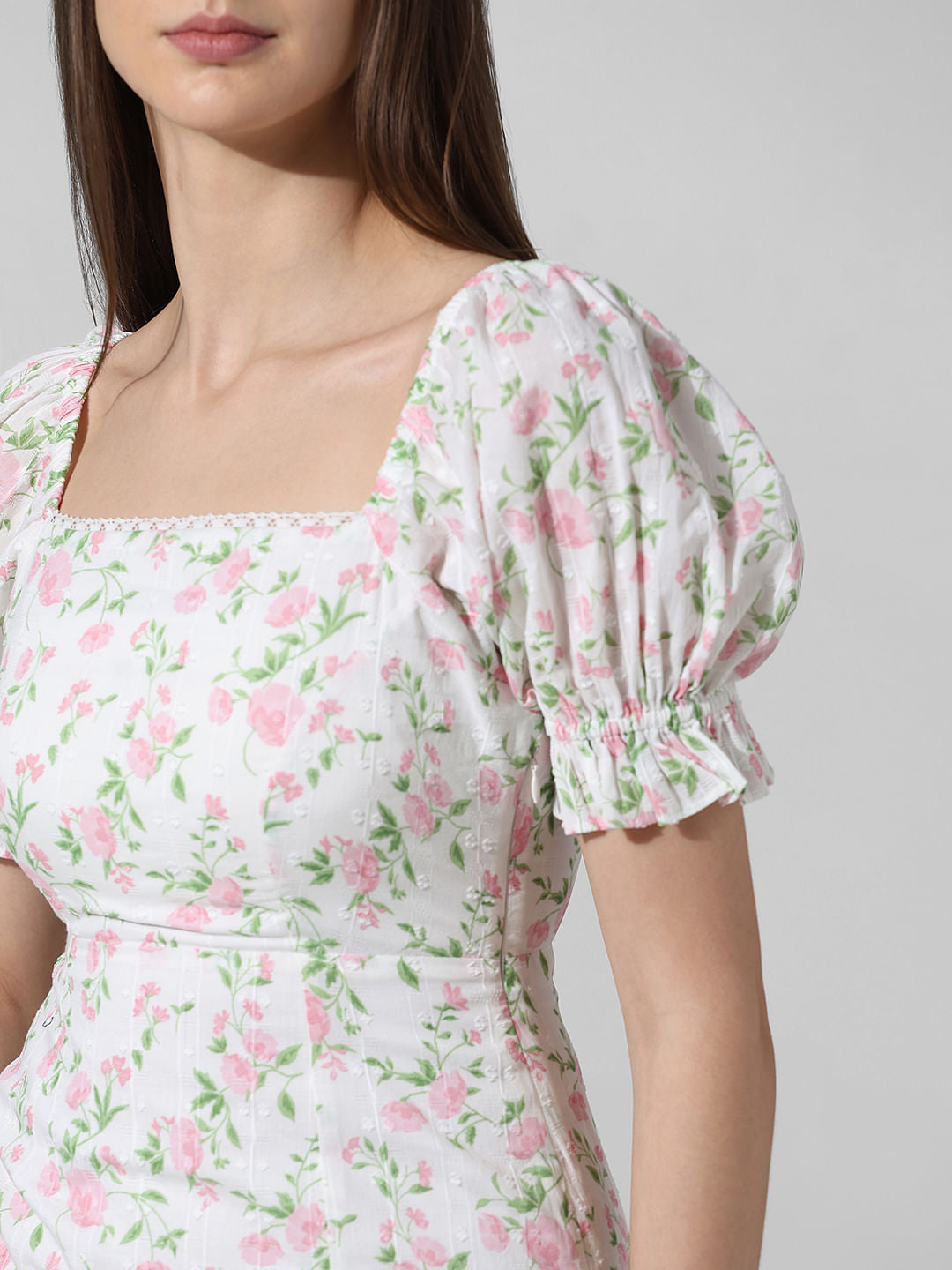 White Floral Midi Dress