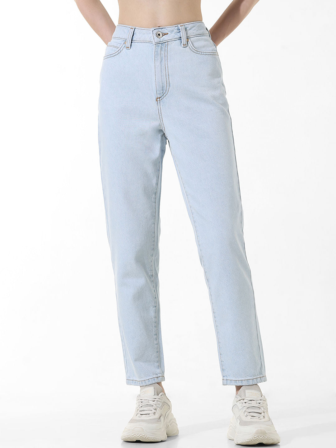 Light Blue High Rise Straight Fit Jeans