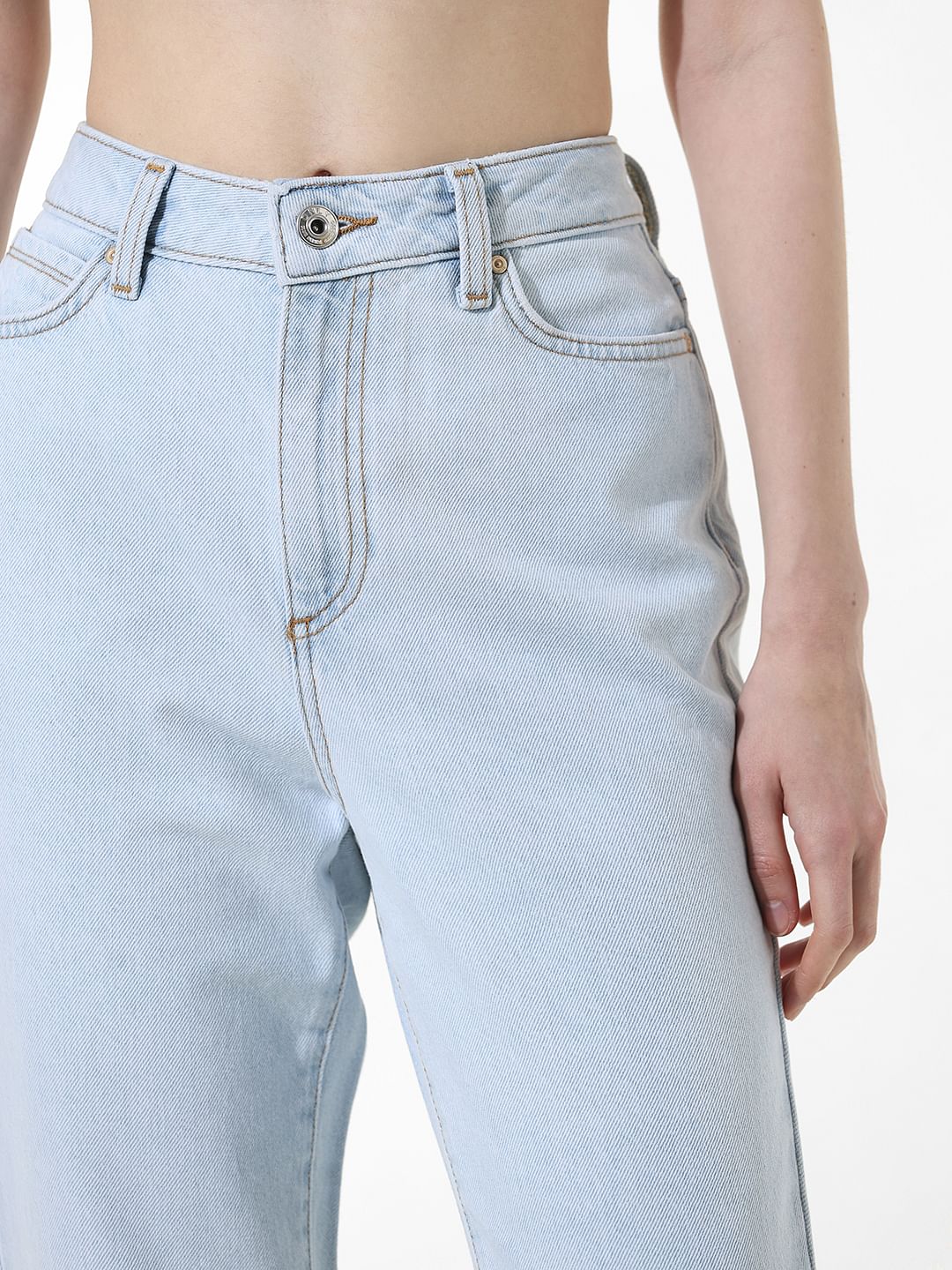 Light Blue High Rise Straight Fit Jeans
