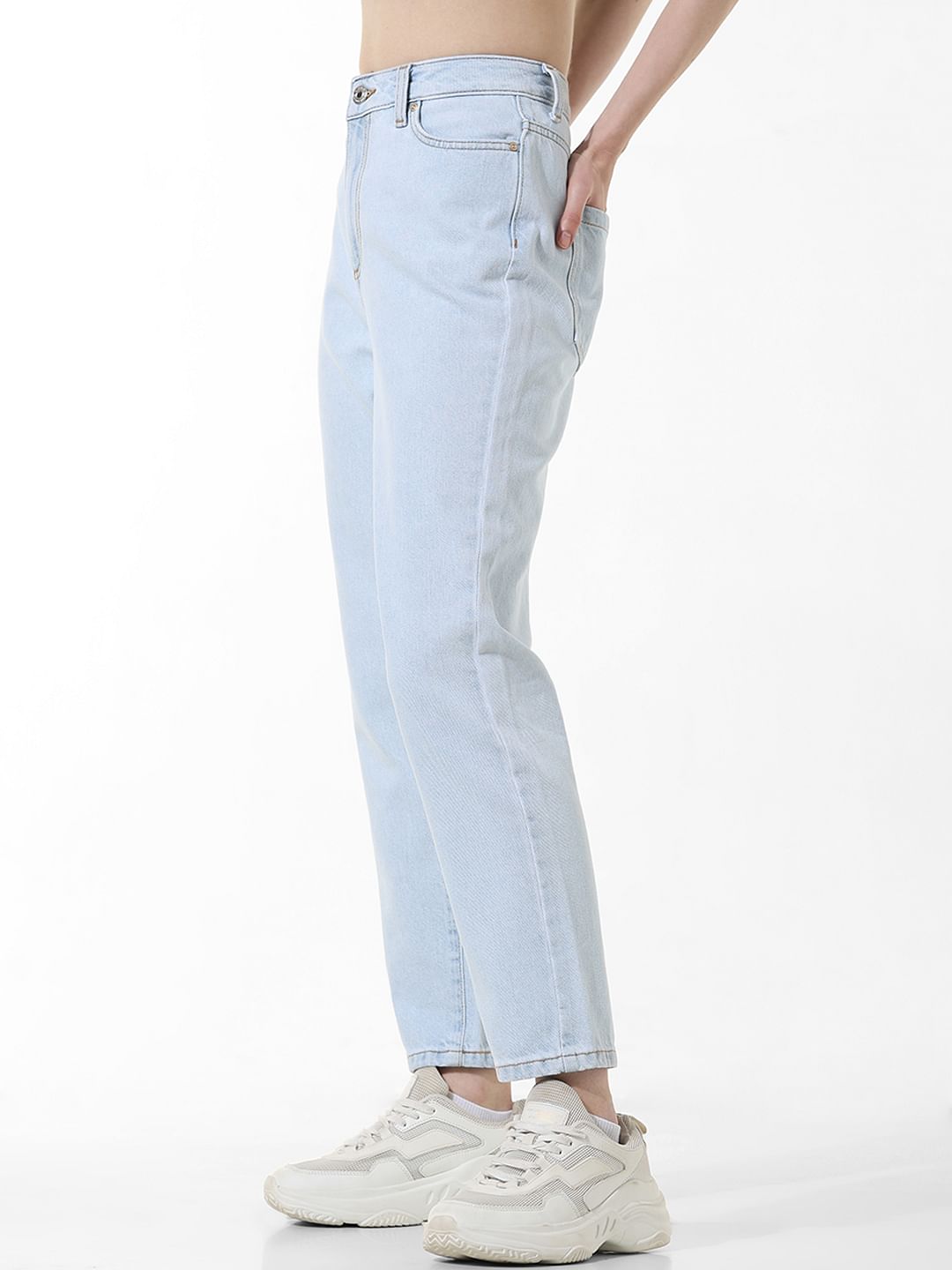 Light Blue High Rise Straight Fit Jeans