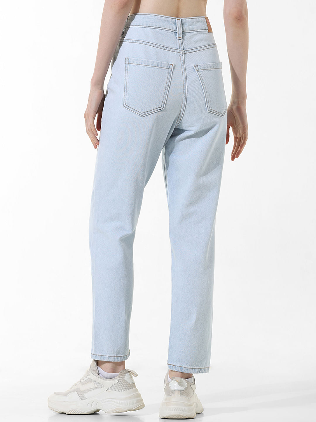 Light Blue High Rise Straight Fit Jeans