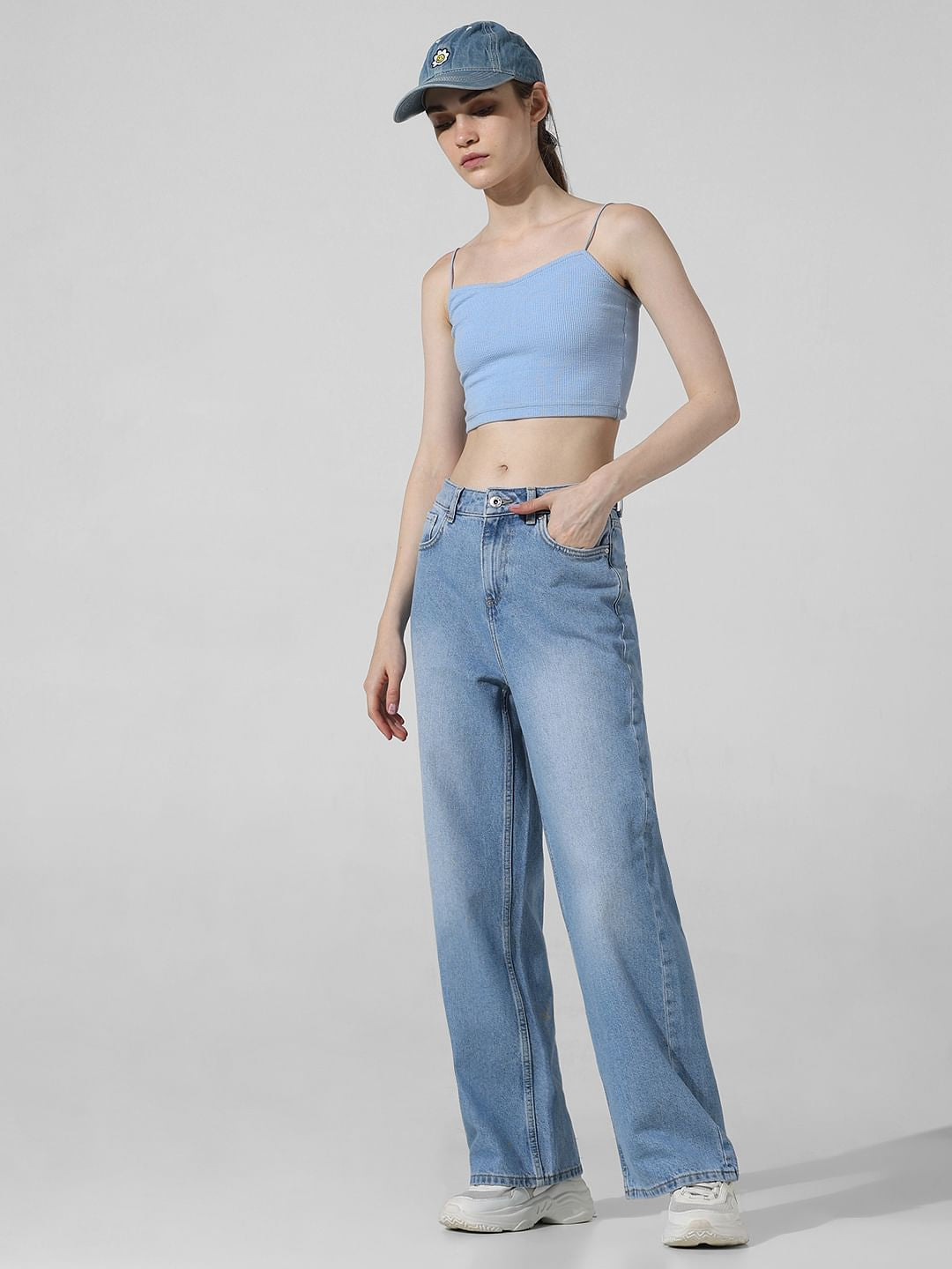 Light Blue High Rise Wide Leg Jeans - 25