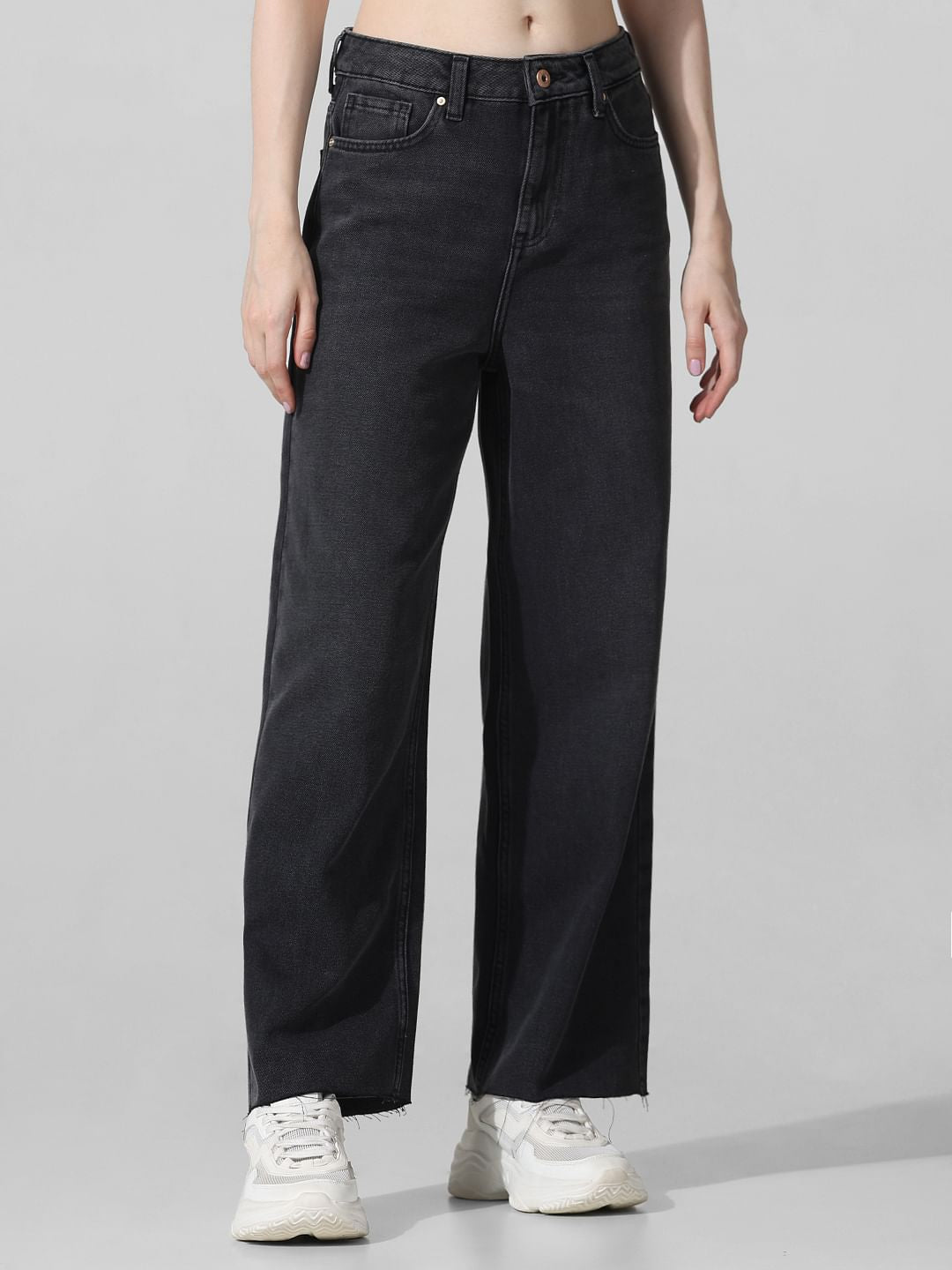 Black High Rise Wide Leg Jeans