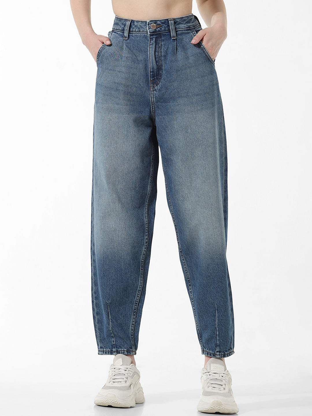 Blue High Rise Slouchy Fit Jeans