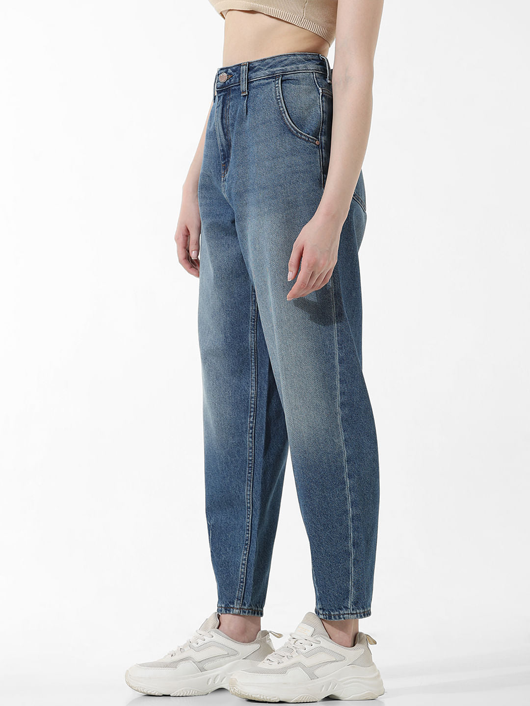 Blue High Rise Slouchy Fit Jeans