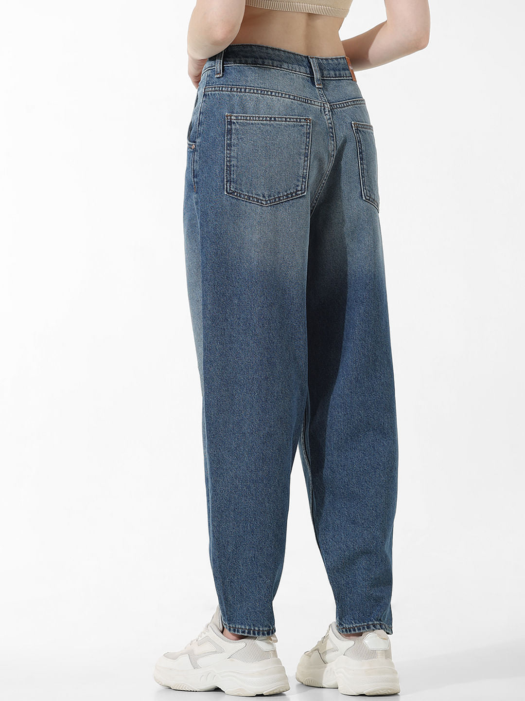 Blue High Rise Slouchy Fit Jeans
