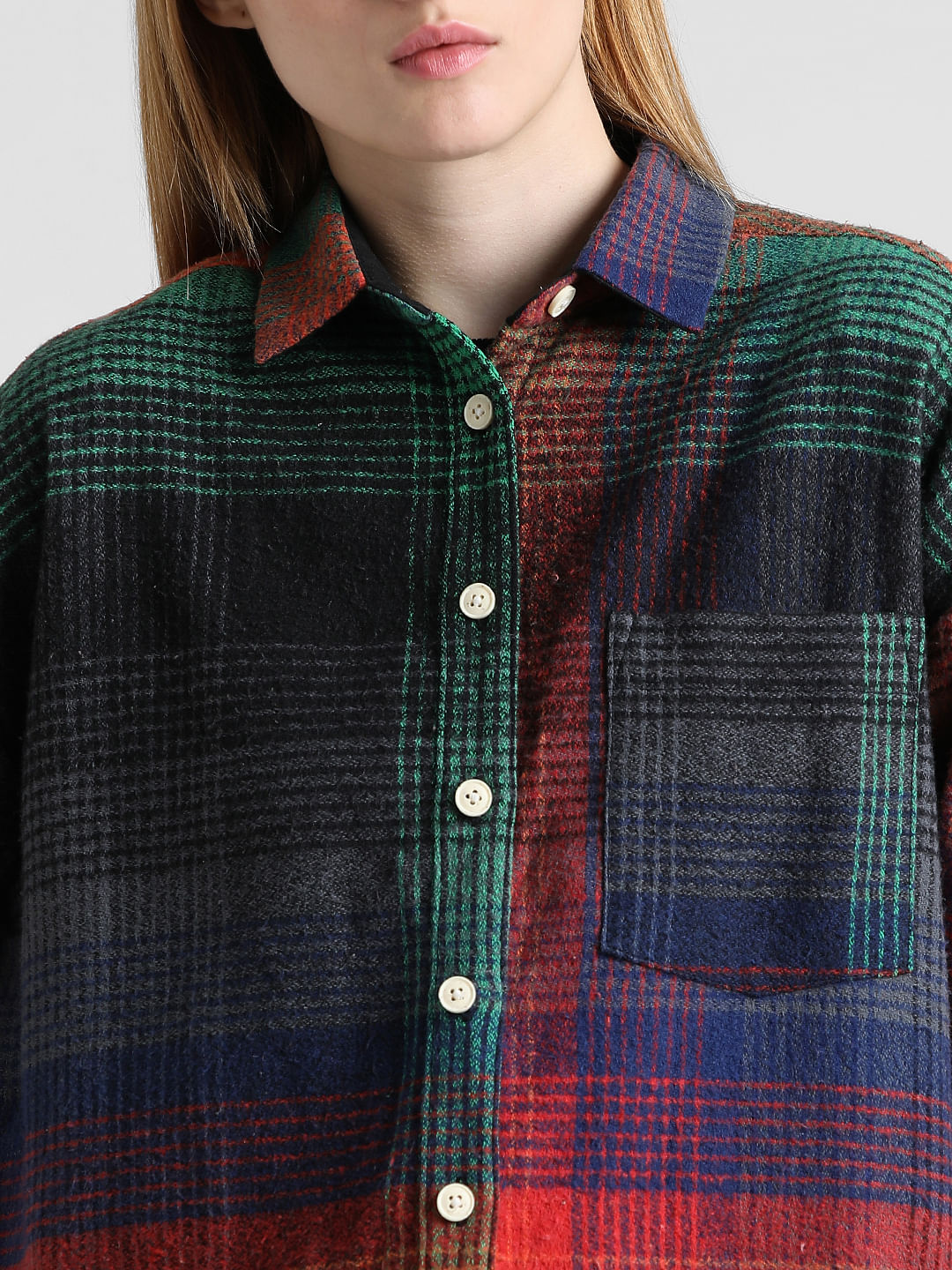 Multi-Colour Check Oversized Overshirt