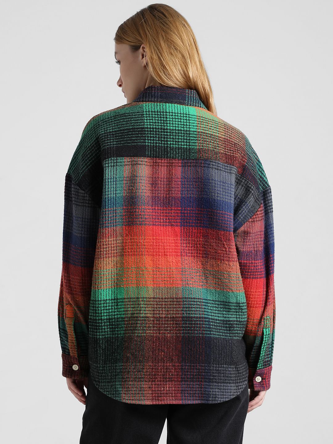 Multi-Colour Check Oversized Overshirt
