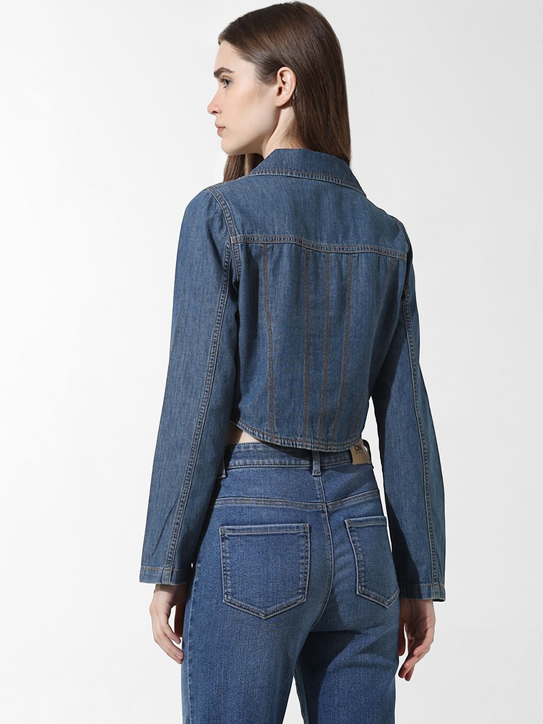 Blue Cropped Denim Shirt