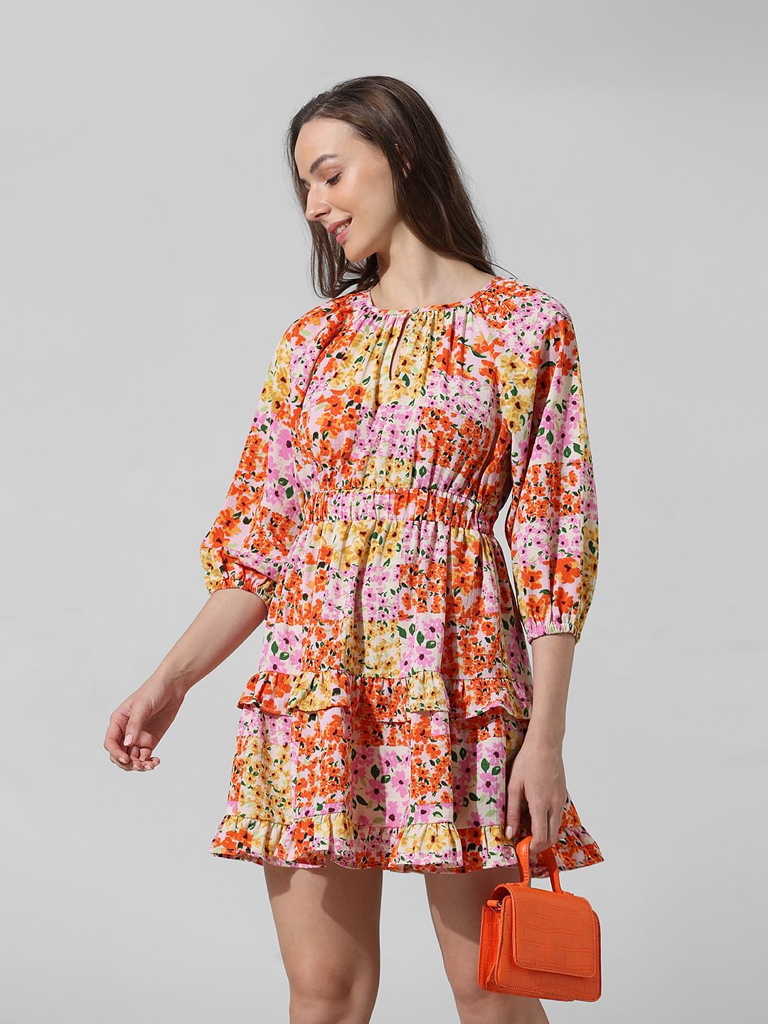 Multi-Colour Floral Mini Dress
