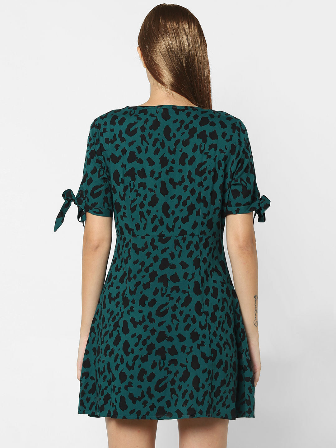Green Animal Print Fit & Flare Dress