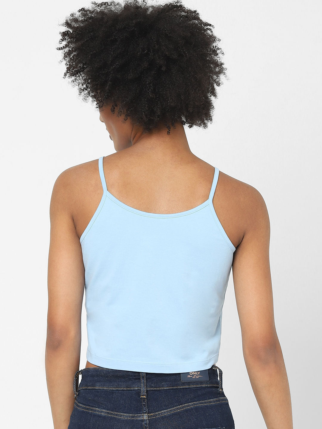 Blue Strappy Crop Top