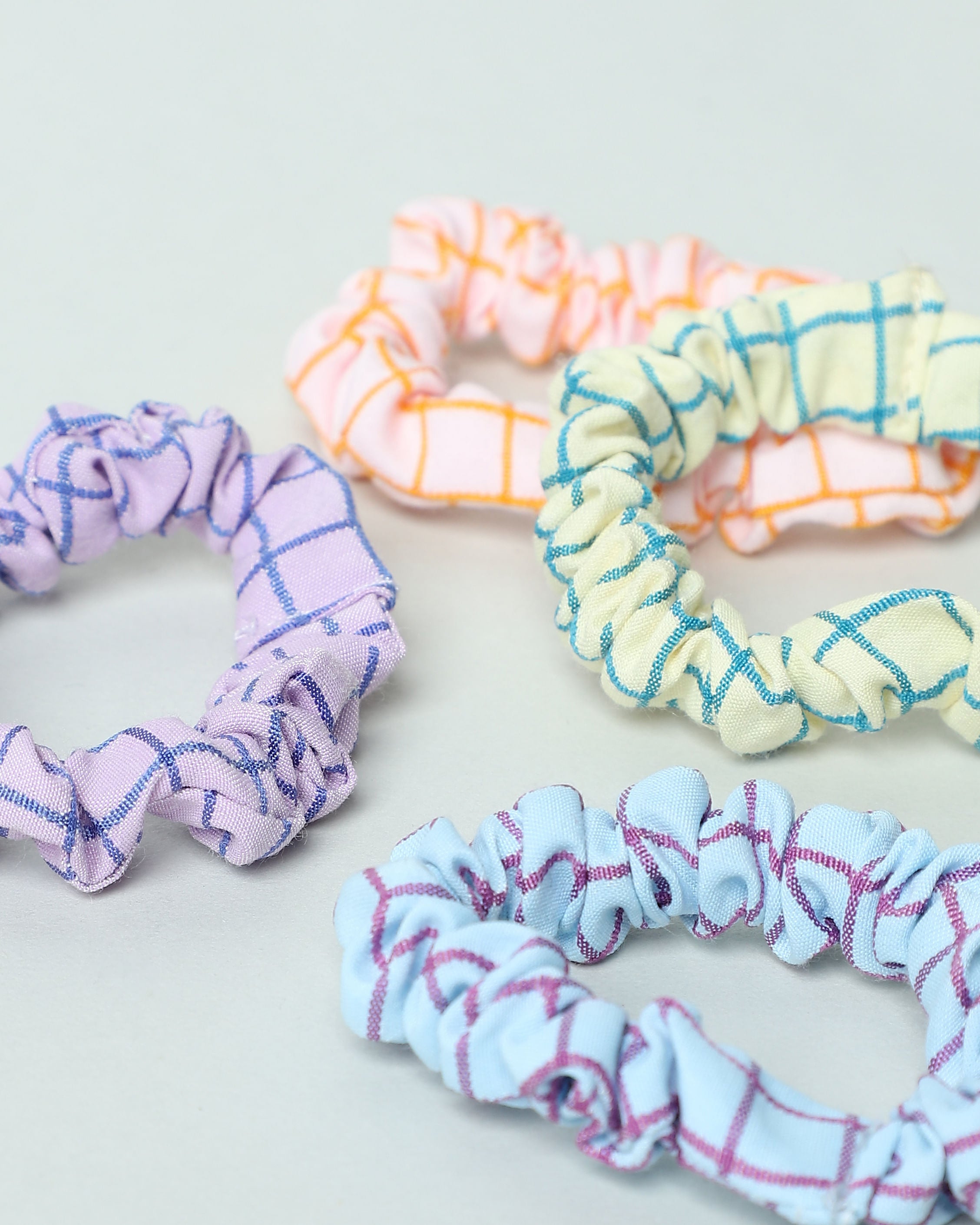 Pack Of 4 Checks Scrunchies - Multi-Coloured