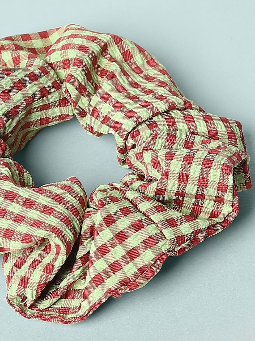 Green Checks Scrunchie