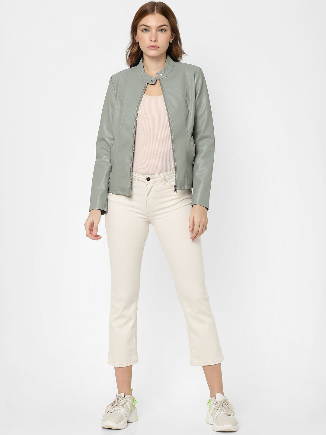 Green Faux Leather Jacket