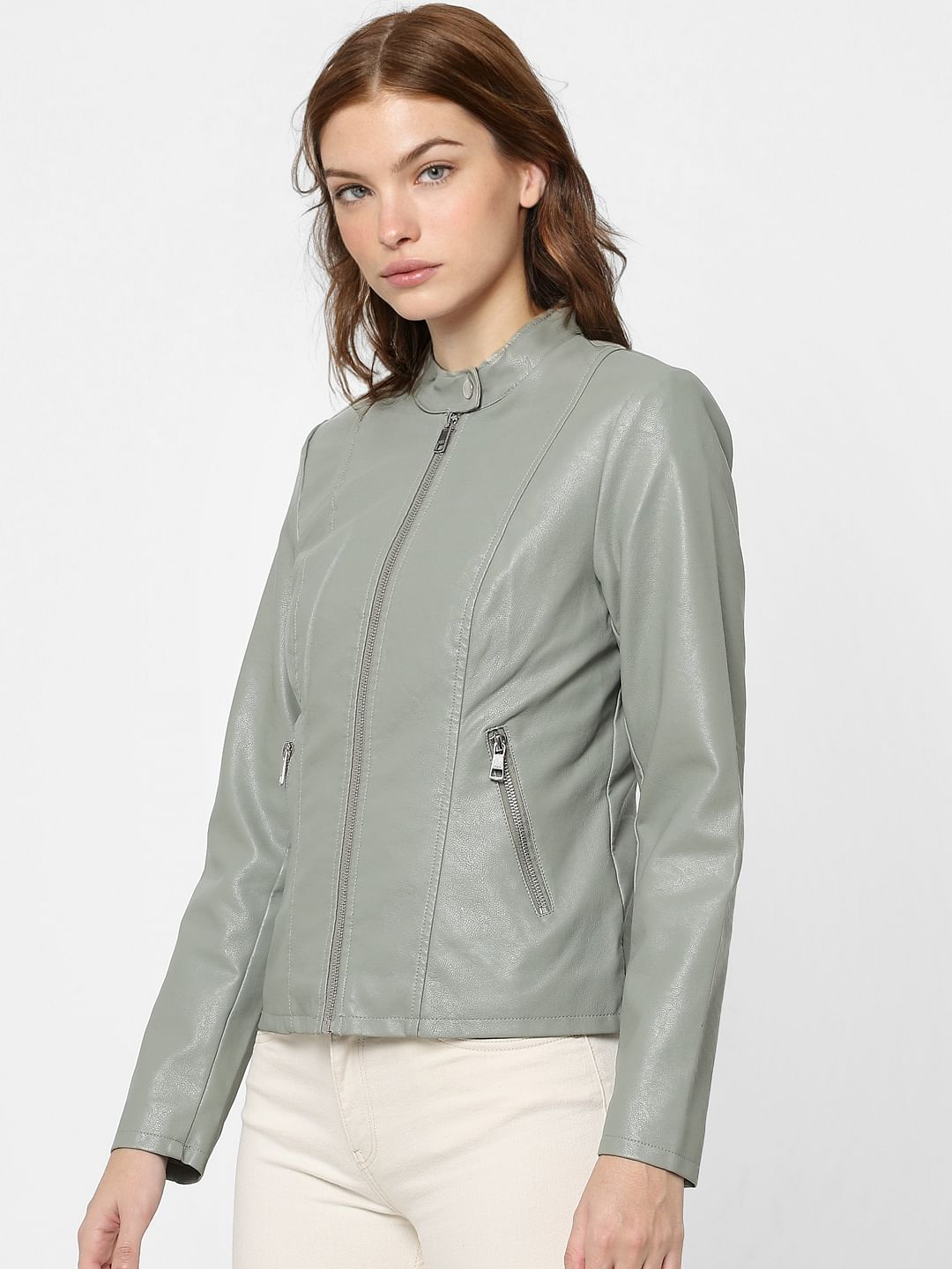 Green Faux Leather Jacket