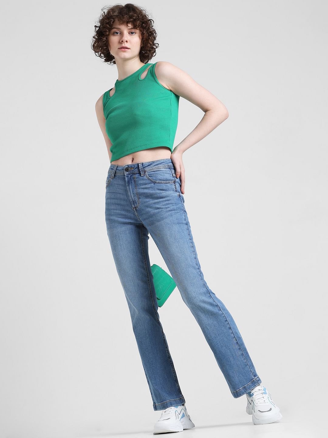 Light Blue High Rise Flared Jeans - 26