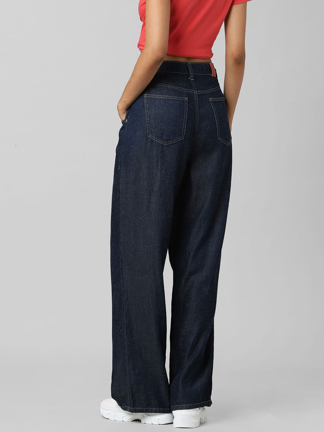 Blue High Rise Wide Leg Jeans