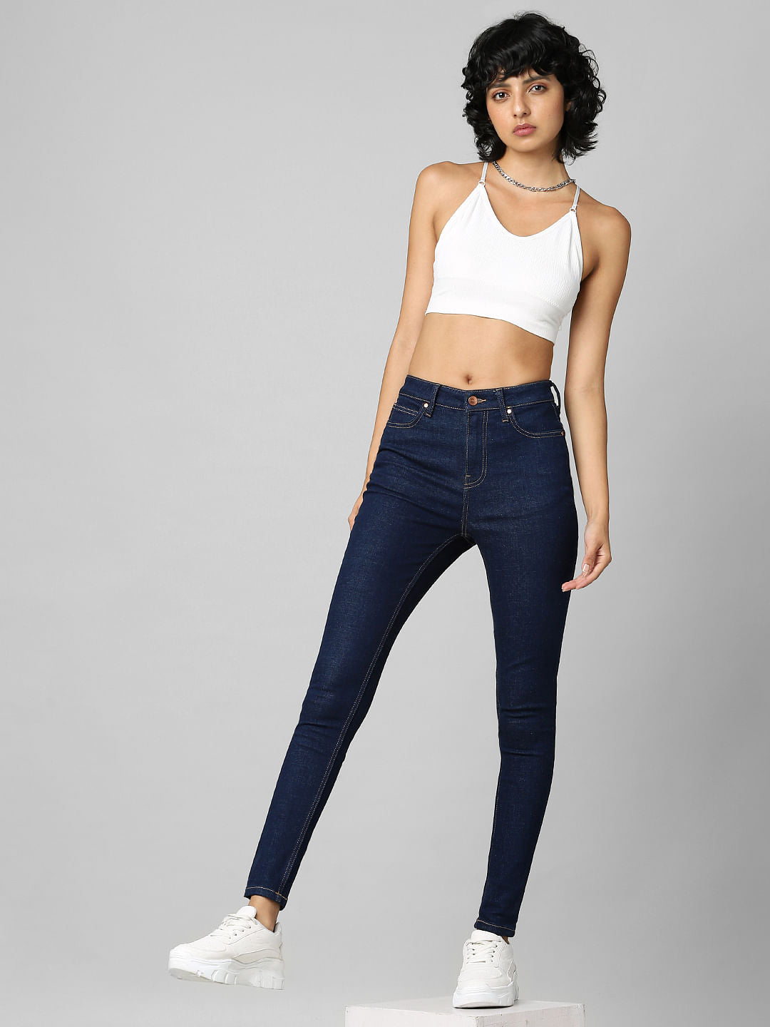 Dark Blue High Rise Skinny Jeans