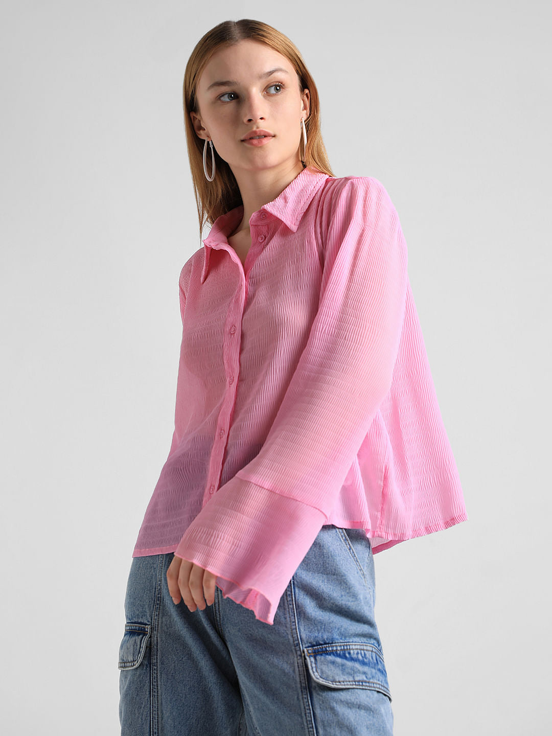 Light Pink Crinkled Shirt