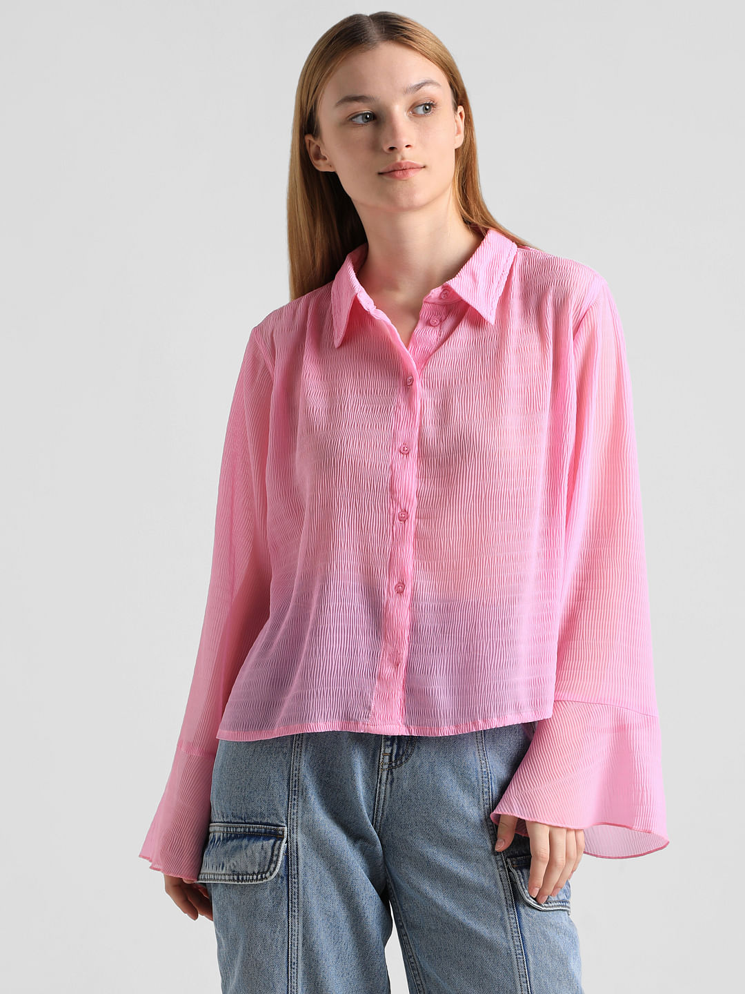 Light Pink Crinkled Shirt