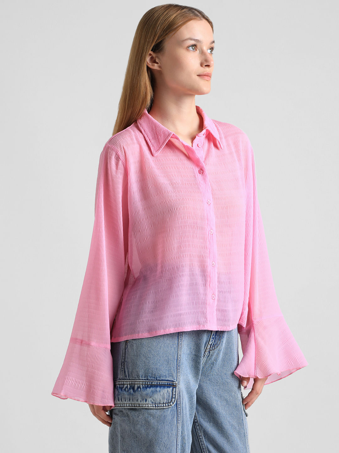 Light Pink Crinkled Shirt